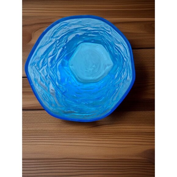 Morgantown Seneca Peacock Blue Driftwood  6-Set Tumbler Glasses Crinkle 12 oz - Picture 15 of 16